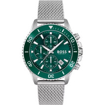 Hugo Boss HB1513905 Admiral Mens&#39; Green Dial Stainless Chrono Watch + Gi... - £104.80 GBP