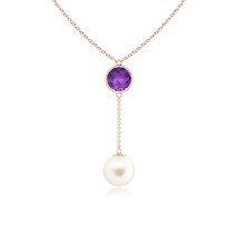 Authenticity Guarantee

ANGARA Freshwater Pearl &amp; Amethyst Lariat Necklace 14... - $539.10