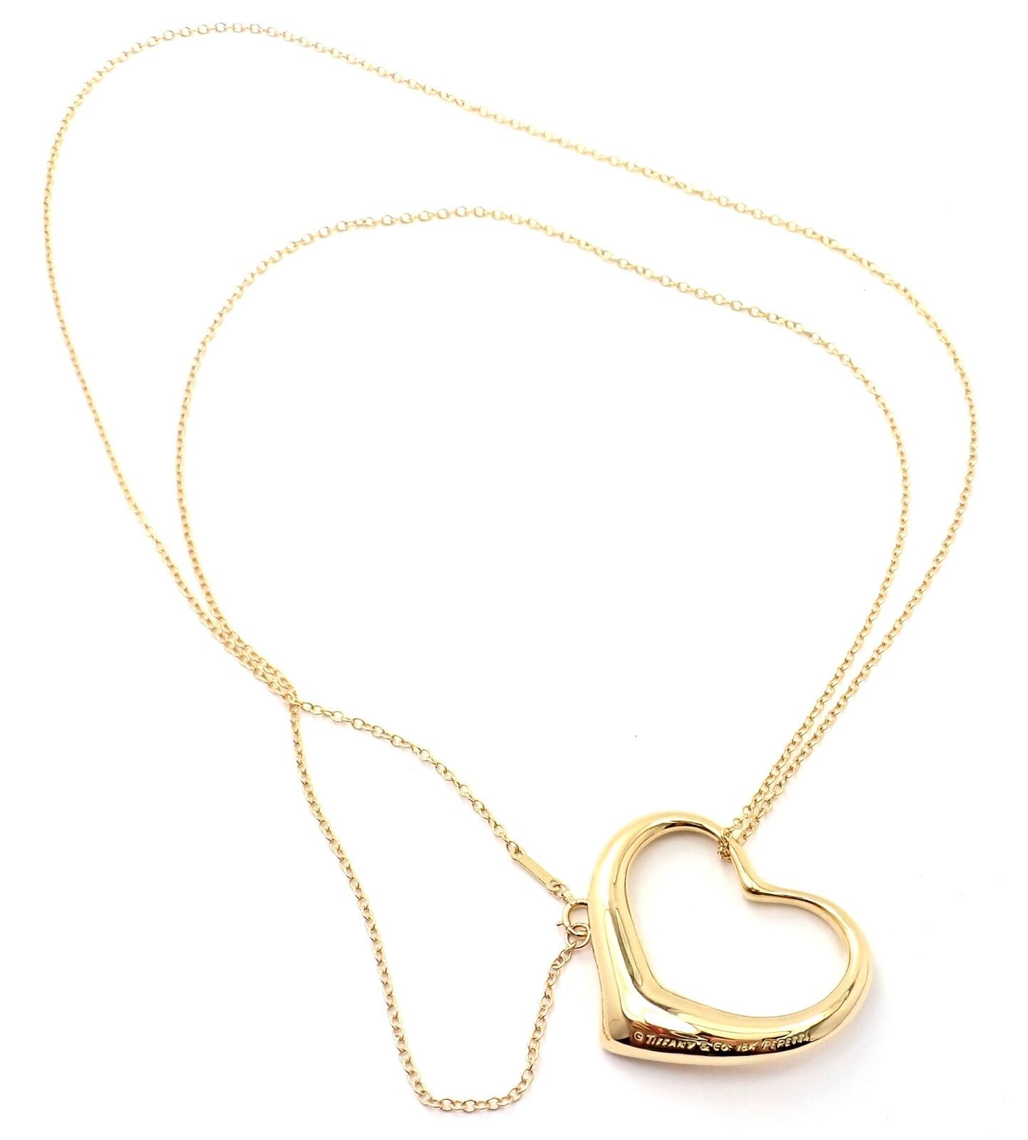 Primary image for Tiffany & Co 18k Yellow Gold Peretti Extra Large Open Heart Pendant 30" Necklace