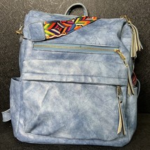 Modern+Chic Brielle Convertible Backpack Sky Blue Vegan Leather w/Shoulder Strap - £28.17 GBP