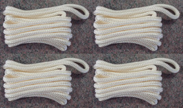 (4) WHITE Double Braided 3/8&quot; x 15&#39; HQ Boat Marine DOCK LINES Mooring Ro... - £26.13 GBP