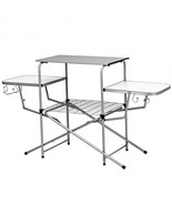 Foldable Outdoor BBQ Table Grilling Stand - Color: Silver - €126,22 EUR