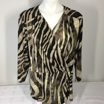 Jones New York Top 2X Zebra Print Surplice Cross Over Blouse - $13.99