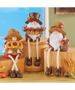 3 Pc. Autumn Harvest Posable Gnome Shelf Sitters Figurines Mantel Fall D... - $29.99