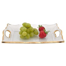7 X 11 Hand Decorated Scalloped Edge Gold Leaf Vanity Or Snack Tray With... - $104.92