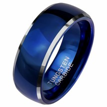 Classic Royal Blue Tungsten Ring Anniversary Wedding Band for Him Sizes 9-13 8mm - £30.05 GBP