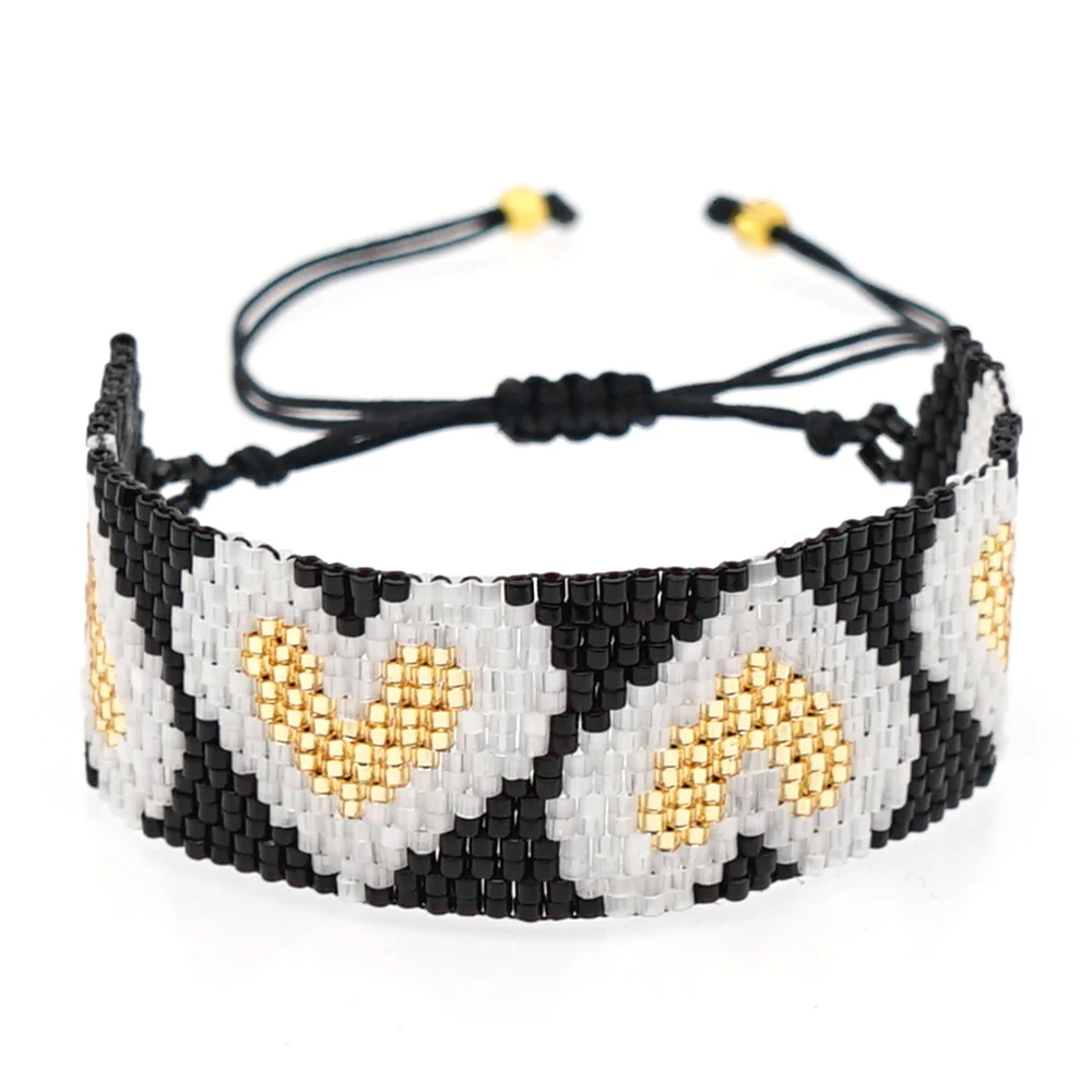 3 Piece Bracelet Set Fashion Jewelry Multi Strand Black Crystal Handmade Woven H - £28.39 GBP