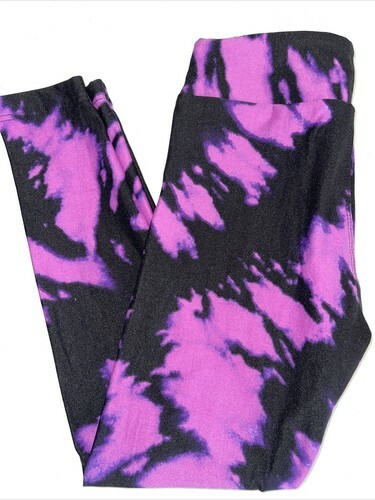 NWT LuLaRoe Kids S/M (2-8) Witch Please Black Purple Blue Tie Dye Leggings - $14.84