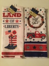 Labor Day towel patriotic 2pc set sweet land of liberty united we stand 15x25 in - £7.99 GBP