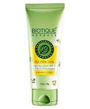 Biotique Aloe Vera Baby Sun Block SPF 20 UVA UVB Sunscreen 50 gm face sk... - $20.30