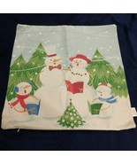 Snowman Family Christmas Holiday Pillow Cover 17 x 17 Caroling trees sno... - £11.85 GBP