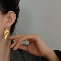 Fashion Earrings Metal Geometric Drop Unique Design Hollow Dangle Earrin... - $11.99