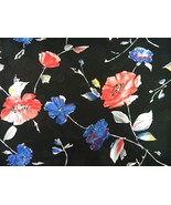 Sheer Black Chiffon Polyester Fabric With Red Poppies and Bachelor&#39;s But... - £14.07 GBP