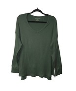 American Eagle Womens Large Shirt Long Sleeve Forest Green Ribbed Soft T... - $11.89