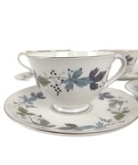 Set of 4 Royal Doulton England BURGUNDY Bone China Tea Cups &amp; Saucers c1... - $735.56 MXN