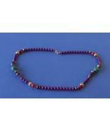 Jewelry-SKU#x160/Necklace Purple Pink Plastic Beaded Necklace Gold Toned - $18.00