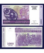 Madagascar P89b, 1000 Ariary,  LEMUR, tortoise / Sisal, agave  UNC see U... - $2.72