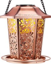 High Capacity Solar Bird Feeder - Durable Metal Design for Attracting Ca... - $50.44