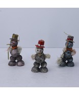 3 Antique Vintage Japanese Snowmen Christmas Figures mica on Paper Mache - $63.19