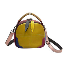 Full Leather Bag Women&#39;s Shoulder Bag Cowhide Stitching Portable Crossbody Bag V - £55.28 GBP