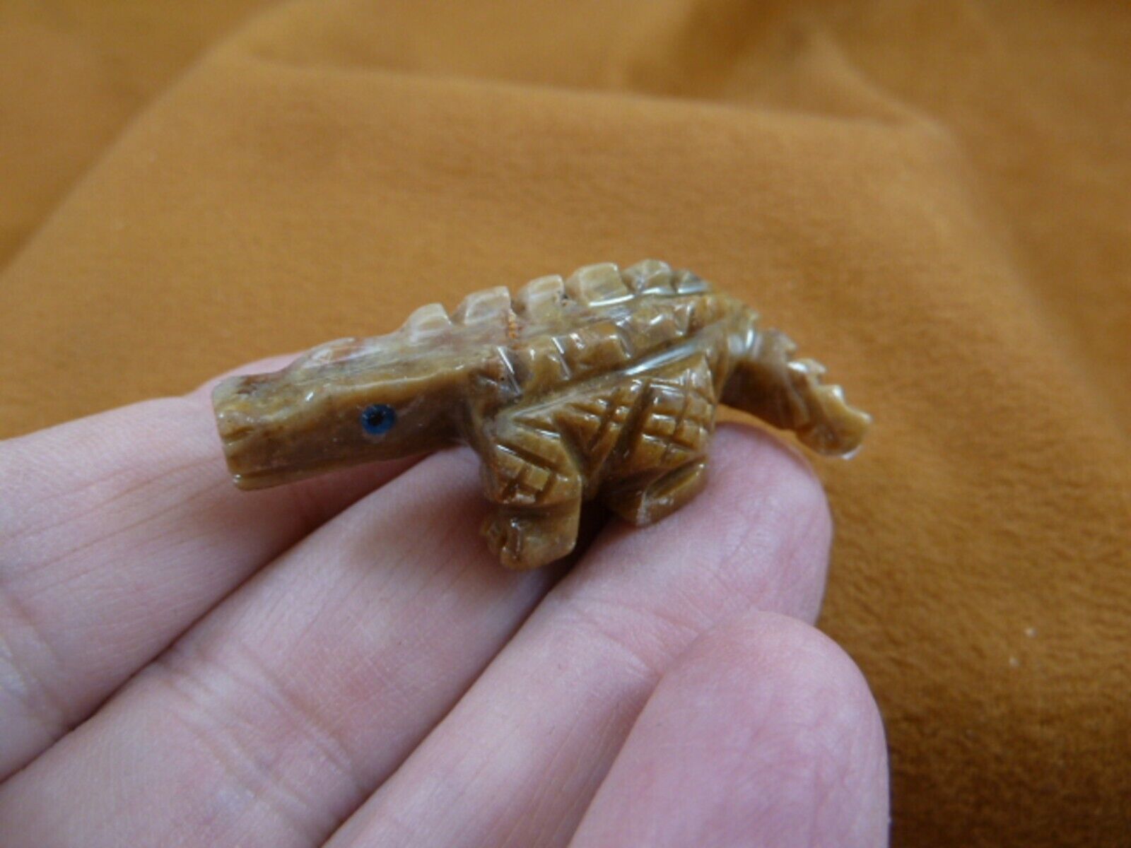 y-all-7) little red BABY ALLIGATOR Gator soapstone carving FIGURINE ston... - $8.59