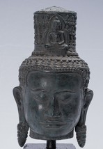 Antigüedad Khmer Estilo Bronce Bayon Estilo Lokeshvara Cabeza - 36cm/35.6cm - £409.26 GBP