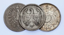 Lote De 3 Alemán Plateado Monedas 1875-1924 MB A Bu Estado - £49.68 GBP