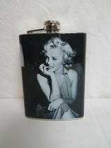 Marilyn Monroe Black &amp; White Hand on Chin Stainless Steel 8oz. Hip Flask FC2M3 - £7.67 GBP