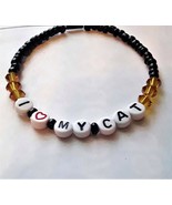 Cat Lover&#39;s Bracelet in Black and Gold Beads, Handmade - £3.95 GBP