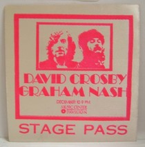 DAVID CROSBY &amp; GRAHAM NASH - VINTAGE ORIGINAL CONCERT CLOTH  BACKSTAGE PASS - £15.42 GBP