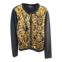 Jones New York Signature Womens Cardigan Sweater Multicolor Black Damask... - £20.80 GBP