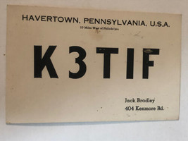 Vintage CB Ham radio Card K3TIF Havertown Pennsylvania 1962 - £6.32 GBP