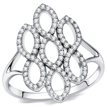 925 Sterling Silver Infinity Loops Micro Pave CZ Split Band Women&#39;s Promise Ring - £101.49 GBP