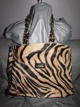 Terrida Made In Italy Hair On Hide Tan Zebra Animal Print Handbag Shoulder Bag - £253.22 GBP