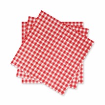 Disposable Red And White Gingham Paper Napkins (Pack Of 50) - £15.66 GBP