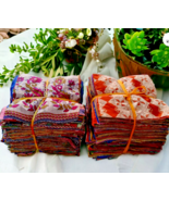 Indian Vintage 25 Pc Of Recycle Silk Sari Remnants/Fabric 8&quot;X8&quot; Fabric S... - $252.13 MXN+