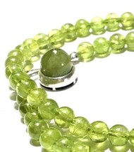 Peridot round beads Sapphire tall Domed sugarloaf cabochon Peridot necklace - £555.87 GBP