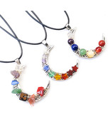 Seven Chakras Crystal Stone Necklace – Moon &amp; Pentagram Spiritual Jewelry - $16.39 CAD