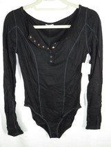 NEW, Free People Size S, Black Sloane Long Sleeve Bodysuit - £30.83 GBP