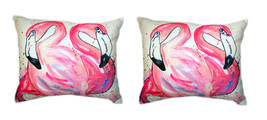 Pair Of Betsy Drake Betsy&#39;s Flamingos No Cord Pillows 16 X 20 - £69.89 GBP