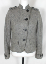 Gap Tweed Coat Woman Size Small Brown &amp; White Military Style Button Front L/S - £35.74 GBP