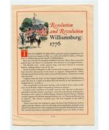 Resolution and Revolution Williamsburg 1776 Souvenir Broadside Bicentennial - $24.75