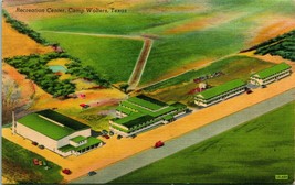 Camp Walters Texas TX Recreation Center Aerial View Vtg Linen Postcard 1943 - £3.06 GBP