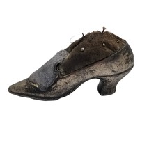 Antique Metal Shoe Pin Cushion JB Jennings Brothers Silver Toned Colonial Heel - £17.69 GBP