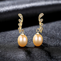 Wing Earrings 925 Women&#39;s Sterling Silver Freshwater Pearl Earrings Delicate Win - £21.33 GBP