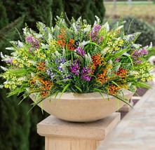 8 Bundles Artificial Outdoor Flowers Fake Plastic Plants Faux Uv, Mix Color - £33.80 GBP