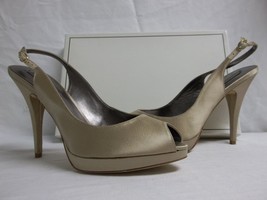 BCBG Max Azria Size 10 M Libby Champagne Satin Slingbacks Heels New Womens Shoes - £77.09 GBP