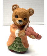 Homco Collectible Porcelain Figurine Girl Bear Playing Violin Series 1422 - $4.95