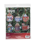 Janlynn Counted Cross Stitch Kit 3.5&quot;X3.5&quot; Set of 6-Cocoa Mug Ornaments ... - €18,32 EUR