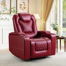 Canmov Power Recliner Chair - PU Leather Chair Home Theater Seating Red - $627.24